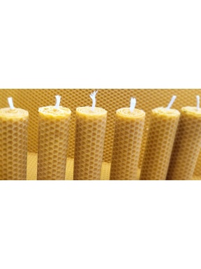Espelma cera d'abella 15 x 2,5 cm. Caixa: 6 unitats