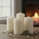 Vela color marfil, pack 4 velas, para decoración,eventos, liturgia.. Medida: 20 cm alto x 7 cm